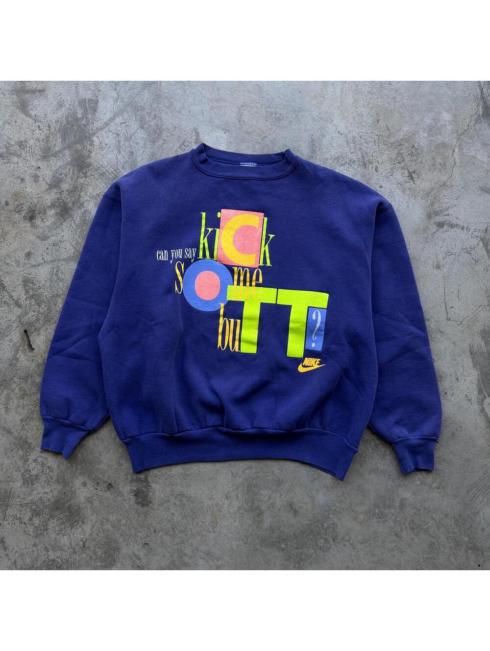 Vintage 80s 90s Nike Kick Some Butt Crewneck Sweatshirt L